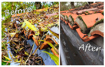 Gutter cleaning using SkyVac equipment
